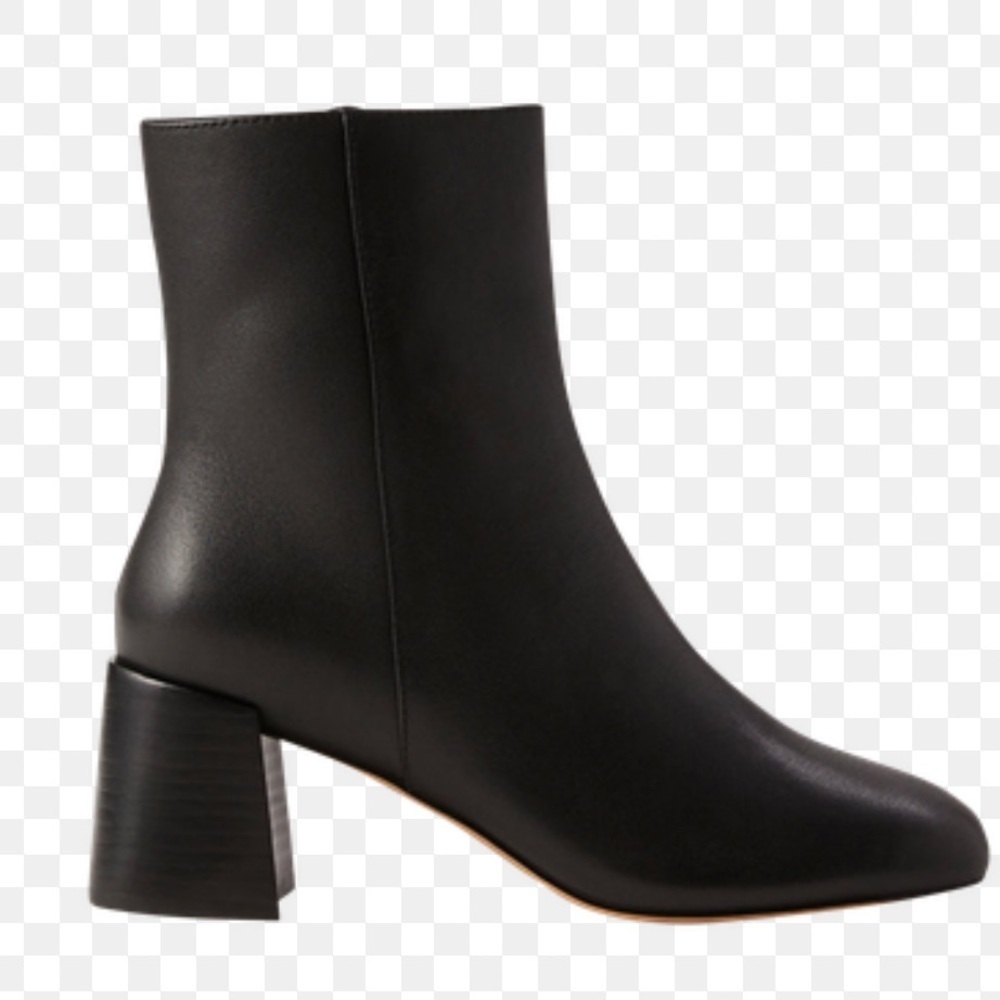 Ann Taylor Black Leather Flared Heeled Boots With Sleek Silhouette Size 9.5